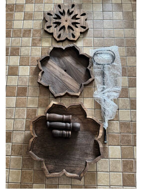 Unbranded Brown Wood 3 Tiered Decorative Tray One Size